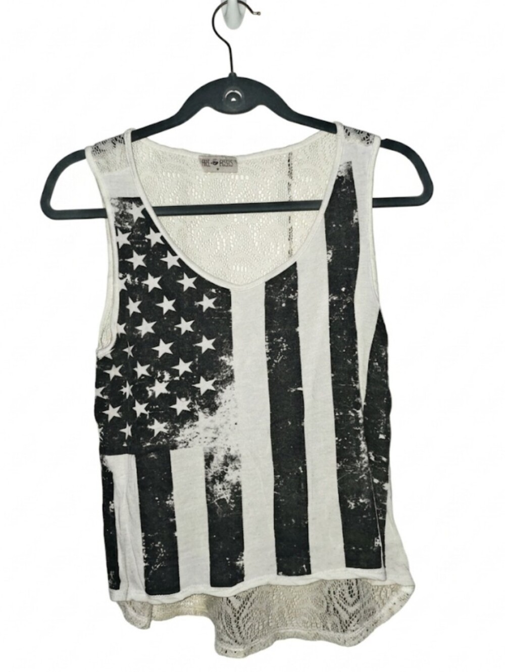 Black & White American Flag Print Tank Top